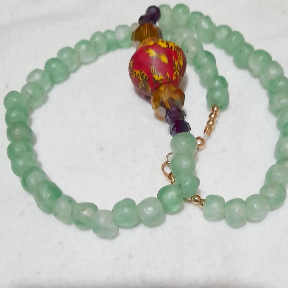 Sale New handmade. One of a kind mint green glass beaded choker necklace